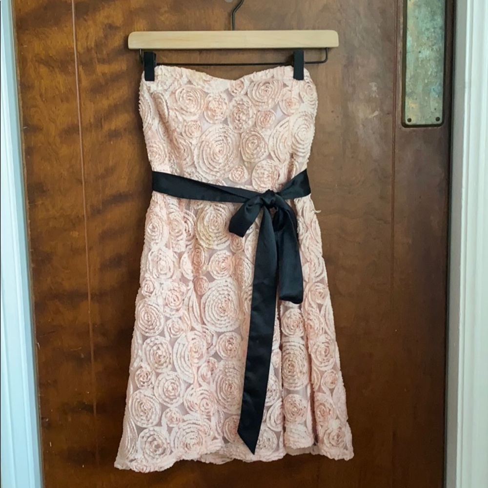Strapless, delicate floral dress